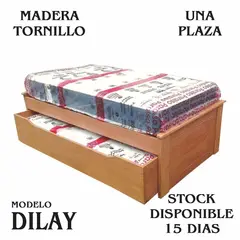 GENERICO - TARIMA UNA PLAZA CON AUXILIAR MADERA TORNILLO MODELO DILAY