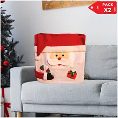 INSPIRA - Funda de cojin forro de almohada navideña Papa Noel PACK X2
