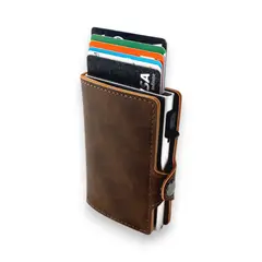 GENERICO - Billetera Cardholder modelo Deluxe - Coffee - Tecnología RFID