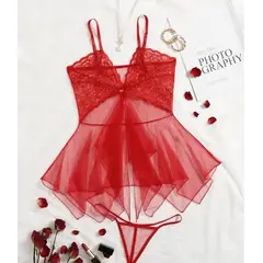 GENERICO - Conjunto De Encaje Transparente - Lenceria - Talla única