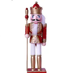 GENERICO - Cascanueces de madera 31cm figuras Navidad dorado-rojo