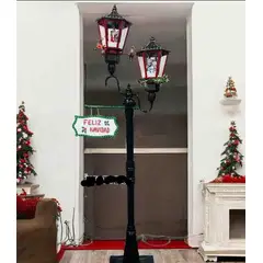 GENERICO - FAROL NAVIDEÑO DOBLE CON NIEVE Y CARRUSEL