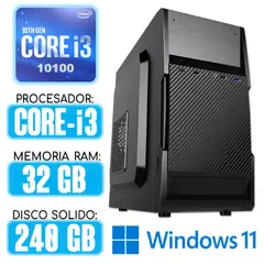 INTEL - Computadora CPU CORE i3-10100 RAM 8GB SSD 120Gb Windows 10 PC 10maGen