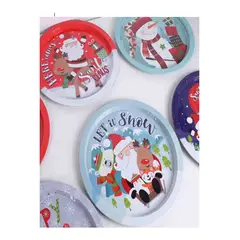 GENERICO - Bandeja navideña de metal Diseños variados- UNIDAD