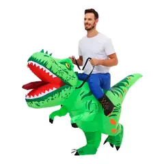 GENERICO - Disfraz Inflable Montable Dinosaurio Adulto Halloween Verde