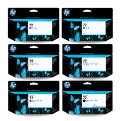 HP - Kit Tinta 72 130ml Cyan Magenta Amarillo Gray mate black Foto black