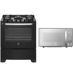 ELECTROLUX - Combo Cocina 5 Quemadores con Mesa de Vidrio Templado 76cm 76GS-CL + Microondas 20L EMDO20S2GSRUG