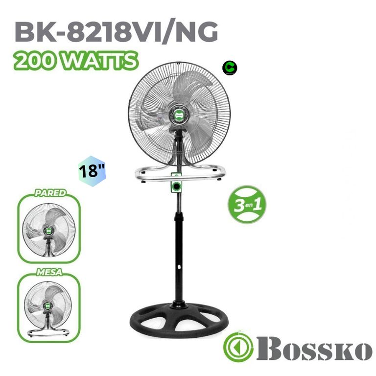 VENTILADOR Bossko 3 EN 1 BK-8218VI NG / NEGRO