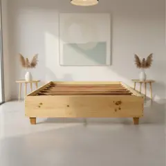 MUEBLES MACRUMO - Tarima Fija Ancha + Encajonada de Pino de 1.5 plazas