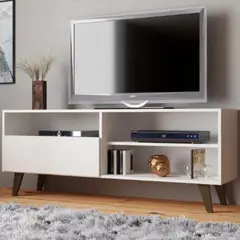 TU MESITA - Mesa Estante para TV Carvallo color Blanco 1 puerta