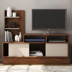 TU MESITA - Mesa de TV con Repisas Diego color MarrónBlanco