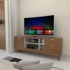 TU MESITA - Mesa de TV Clásica Alabama color Marrón 2 cajones 1 puerta