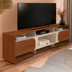 TU MESITA - Mesa Moderna de TV Maverik color MarrónBlanco 2 puertas