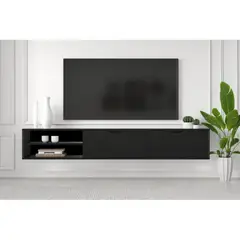 TU MESITA - Mesa de TV Flotante Piero color Negro 2 puertas