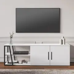 TU MESITA - Mesa de TV Moderna Rene color Blanco 2 puertas