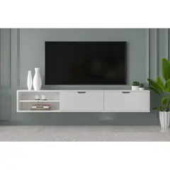 TU MESITA - Mesa de TV Flotante Piero color Blanco 2 puertas