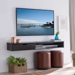 TU MESITA - Mesa de TV Flotante Pucca color Negro 1 cajón