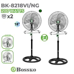 BOSSKO - VENTILADOR 3 EN 1 BK-8218VI NG / NEGRO X 2 UNIDADES