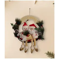 GENERICO - Corona de Navidad colgante para pared y puerta rojo y verde 45 cm