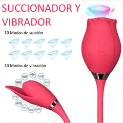 GENERICO - Vibrador y Succionador en Forma de Rosa - Rosado