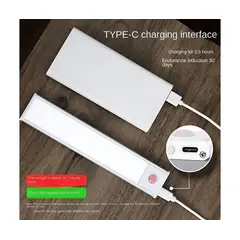GENERICO - Luz led con sensor de movimiento-recargable-magnética x 40cm