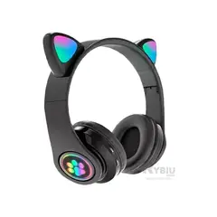 RYBIU IMPORT - Auriculares con Estilo Cat de Tono Negro Y+Gift Stickers