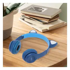 RYBIU IMPORT - Audifonos con Diseño de Gato Color Azul Y+Papel de Regalo