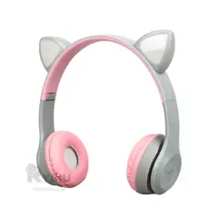RYBIU IMPORT - Auriculares Felino y con Luces Color Plomo Y+Regalo Stickers