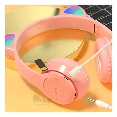 RYBIU IMPORT - Audifonos Tipo Gato en Color Rosado Y+Regalo Agendita