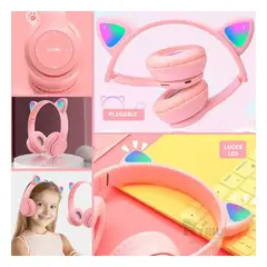 RYBIU IMPORT - Auriculares Comodos Tipo Gato en Rosado Y+Gift MiniAgenda