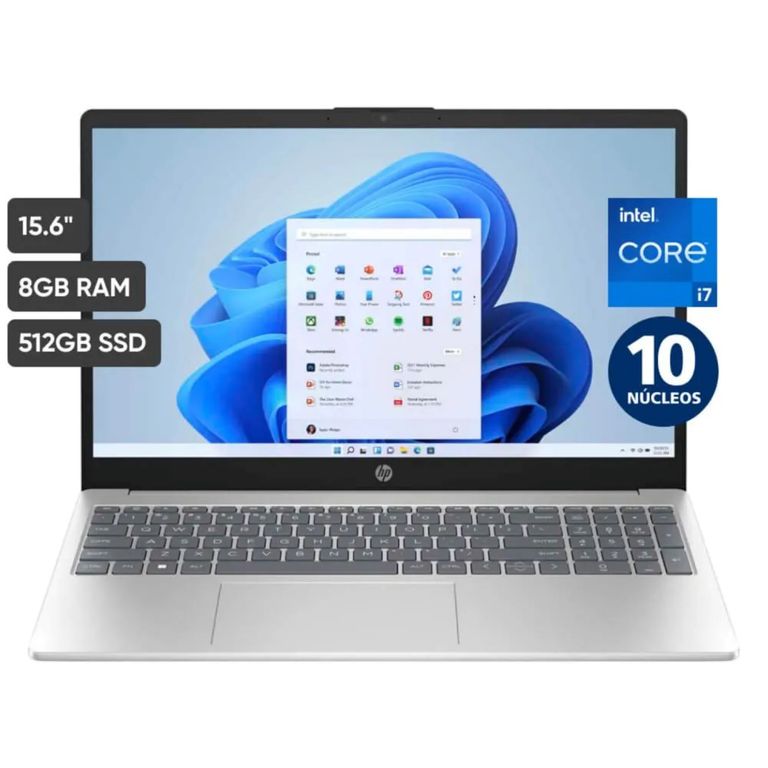 Laptop 15-fd0008la Core I7 1355U (13va Generacion) 8gb 512gb ssd 15.6 FHD window 11 Color Plata