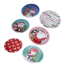 GENERICO - Bandeja navideña de metal Diseños variados- UNIDAD