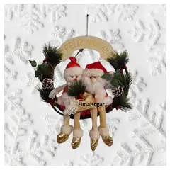 GENERICO - Corona de Navidad colgante para pared y puerta dorado 45 cm