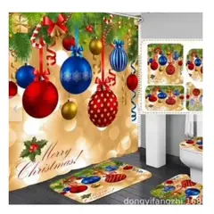 GENERICO - SET DE 4 PIEZAS DE BAÑO NAVIDEÑOS A1