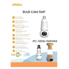 IMOU - Foco Camara Vigilancia 360° Wi Fi Bulb Cam 5mp 3k Vision Nocturna a Color