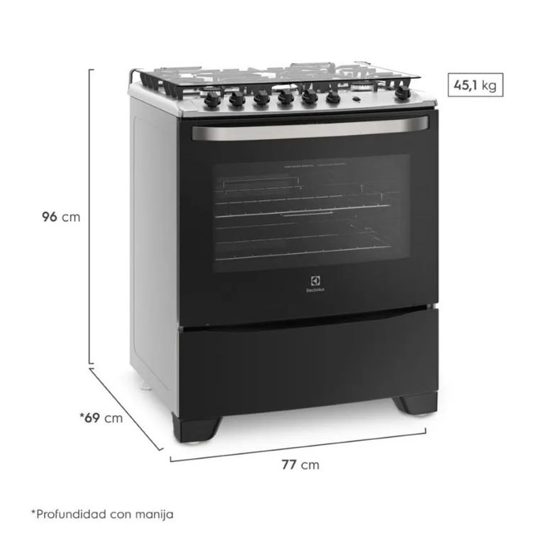 Cocina Freestanding a Gas con 5 quemadores 76USM