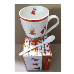 GENERICO - Taza De Navidad Cerámica Con Cucharita - UNIDAD