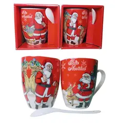 GENERICO - Taza con cucharita navideñas 300ml sublimadas - UNIDAD