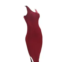GENERICO - Mujer Vestido Olimpico Acánalado Maxi Col-22 Rojo