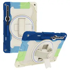 GENERICO - Funda para Samsung Tab S9 Armor Defender 360 Arcoiris Azul Resistente