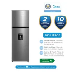 MIDEA - Refrigeradora Top Mount No Frost 263l Inox MDRT385MTR46PEW