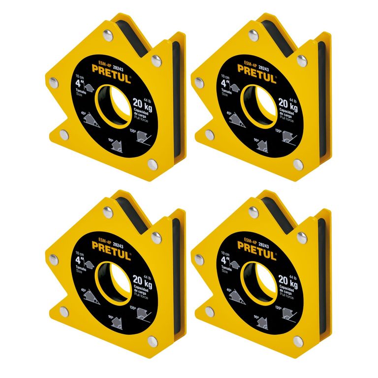 Escuadra magnética 4" para soldar, capacidad 20 kg, 4 unidades