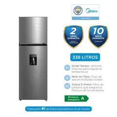 MIDEA - Refrigeradora Top Mount No Frost 338l Inox MDRT489MTR46PEW
