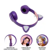 RYBIU IMPORT - Auriculares Led de Diseño de Gato Morado Y+Regalo Agendita