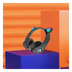 RYBIU IMPORT - Audifonos con Luces Forma de Gato Negro Y+Papel de Regalo