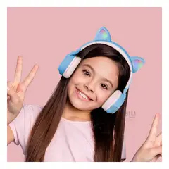 RYBIU IMPORT - Audifonos Tipo Gato en Color Celeste Y+Regalo Agendita