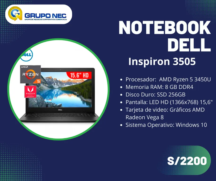 Notebook Inspiron 3505 AMD Ryzen 5 3450U