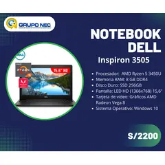 DELL - Notebook Inspiron 3505 AMD Ryzen 5 3450U