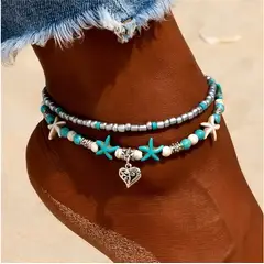 GENERICO - Pulsera De 2 Capas para tobillo - Joyería Tobillera De Verano