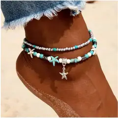 GENERICO - Pulsera De 2 Capas para tobillo - Joyería Tobillera De Verano